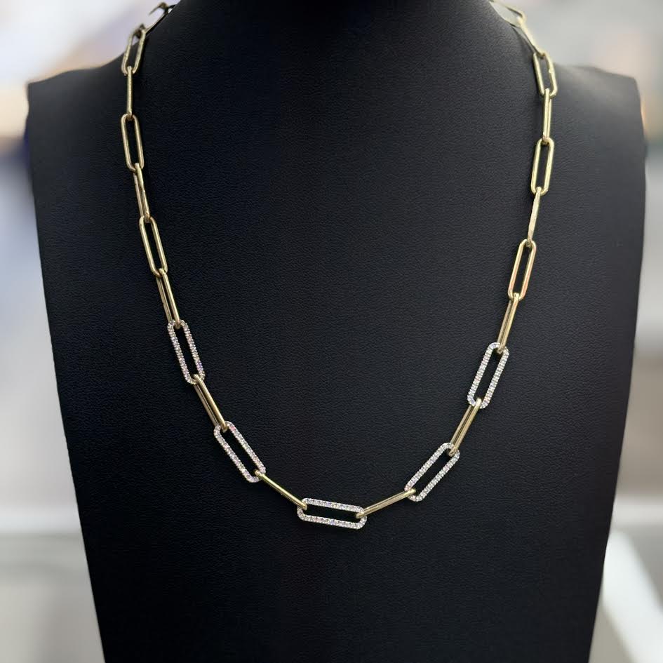 PAPER CLIP NECKLACE DIAMONDS