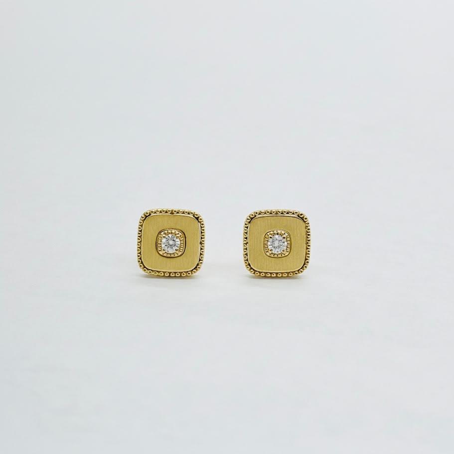 SQUARE EARRINGS WITH DIAMOND 0.16 CTW 14K YELLOW GOLD
