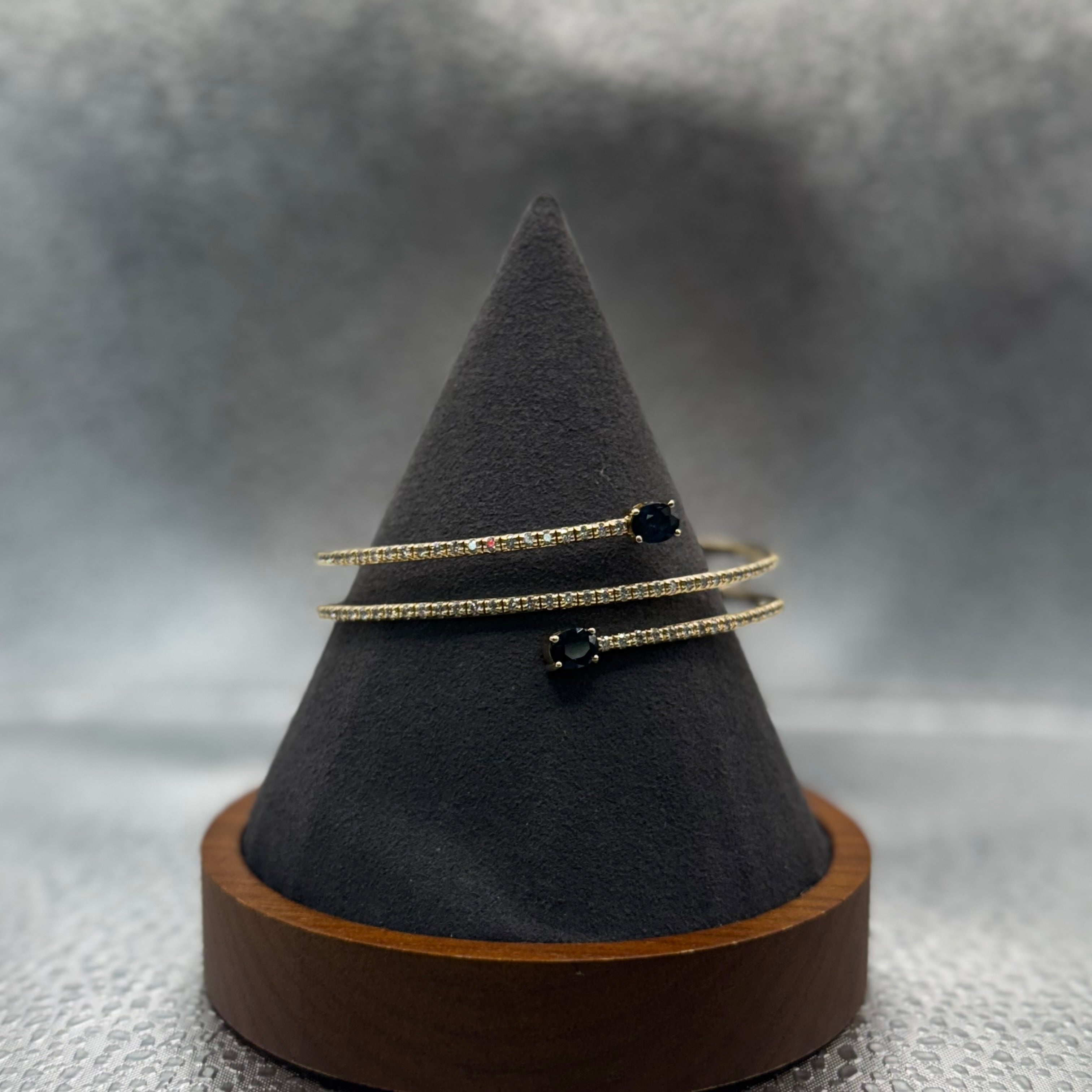 BRACELET 14K YELLOW GOLD DIAMOD 1.05CT AND SAPPHIRES