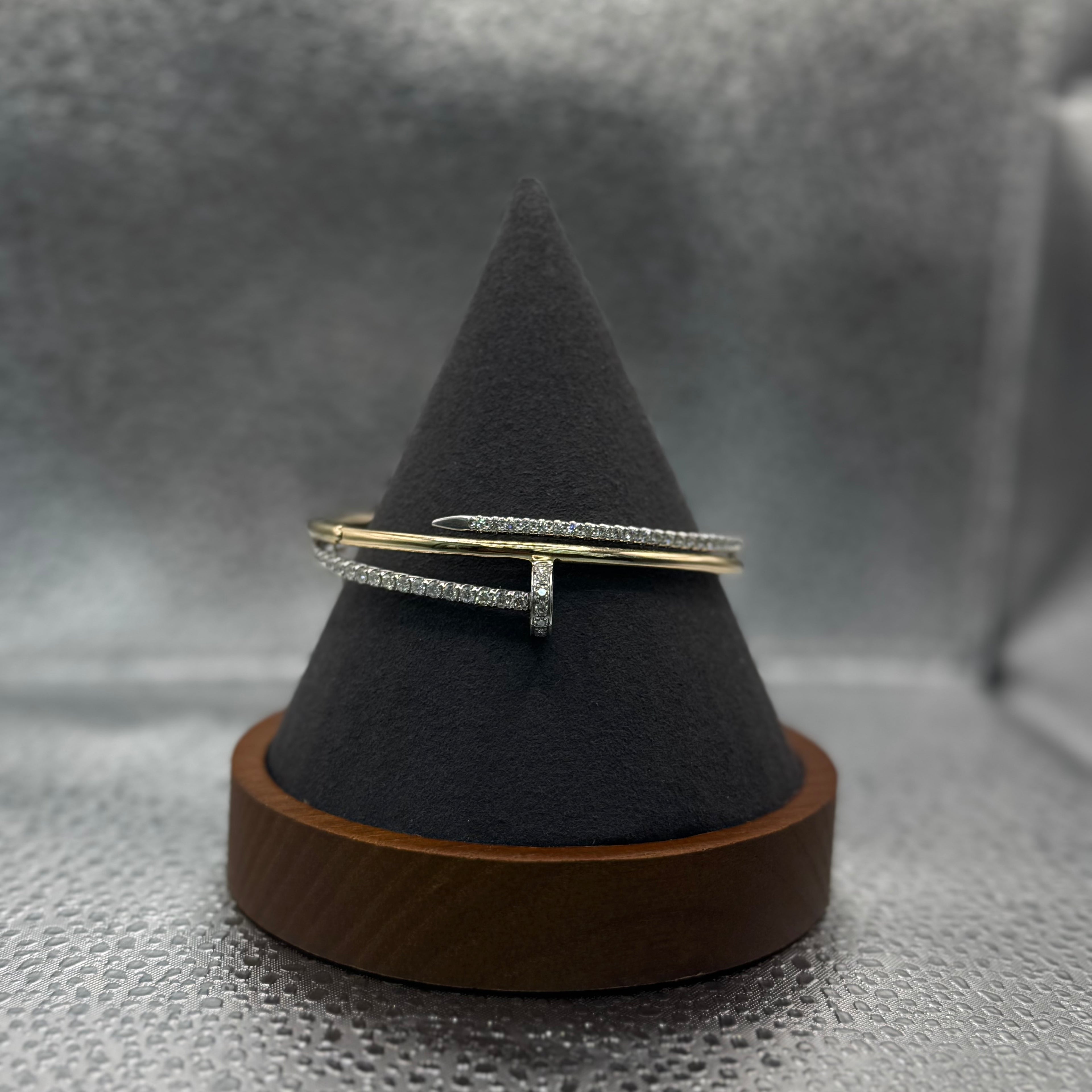 BRACELET YELLOW GOLD 14K DIAMONDS THREE LEVELS