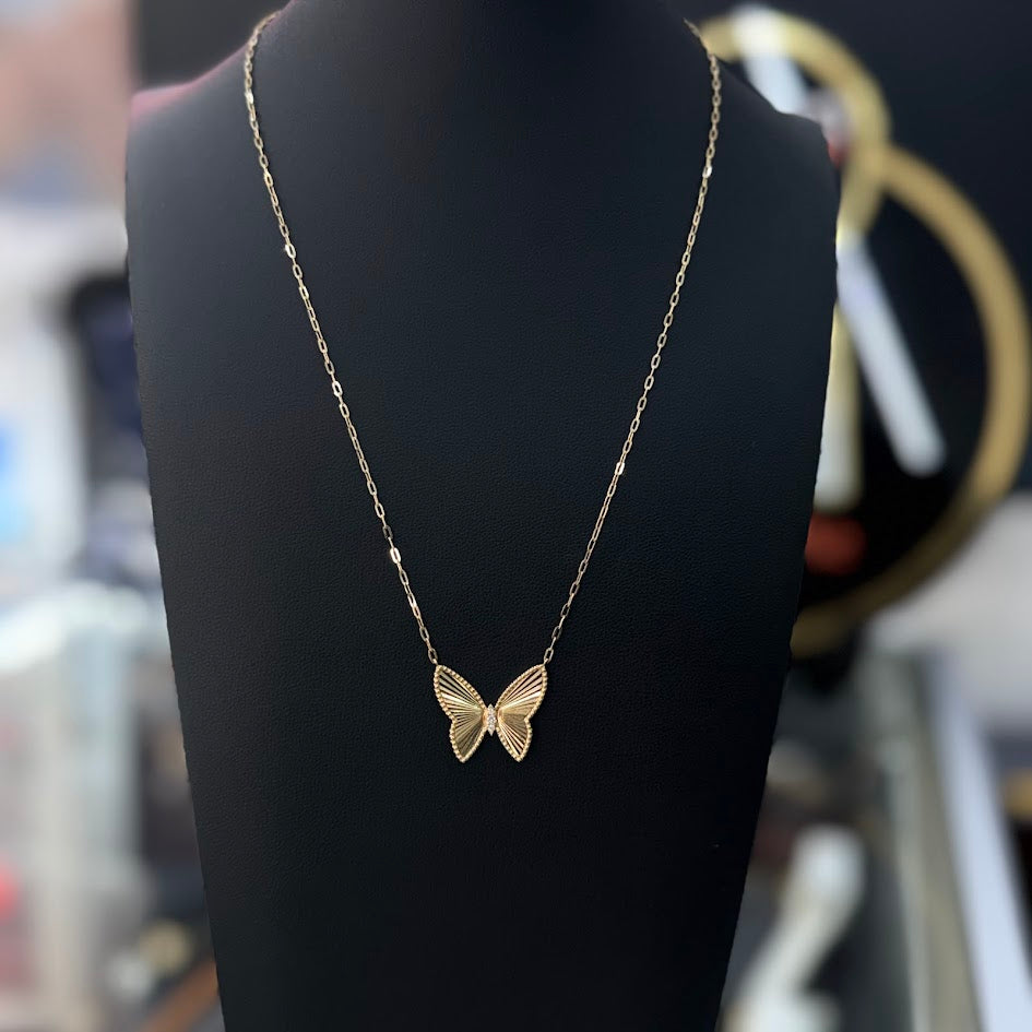 NECKLACE BUTTERFLY DIAMONDS .05CT 14K