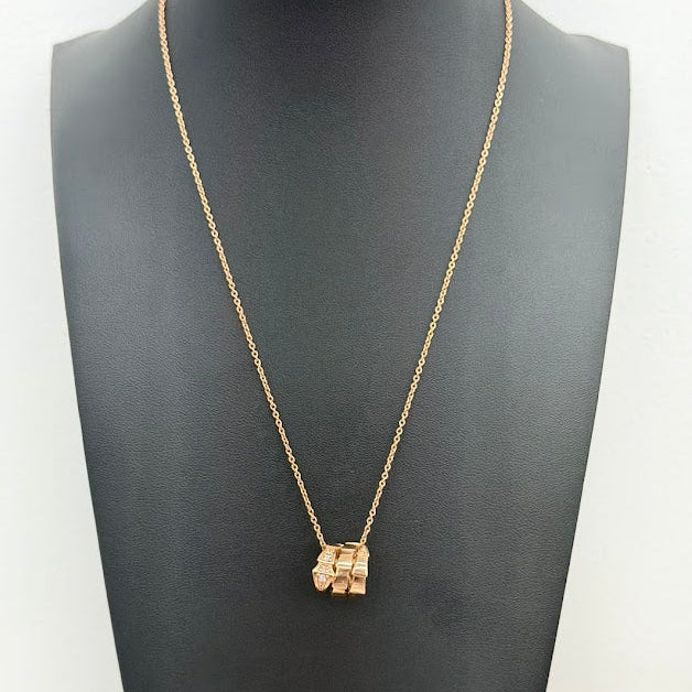 NECKLACE SNAKE ROSE GOLD 14K  DIAMOND 0.13CT