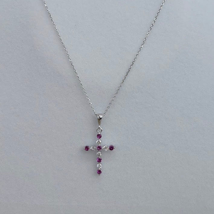 NECKLACE DIAMONDS 0.18 RUBY 0.20 14K W/G