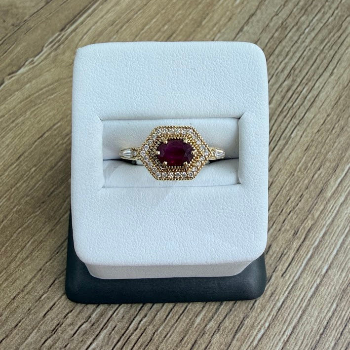 14K GOLD RING WITH A 0.66 RUBY